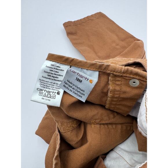Carhartt Baby Canvas Overalls 18 Months Tan - Picture 2 of 3